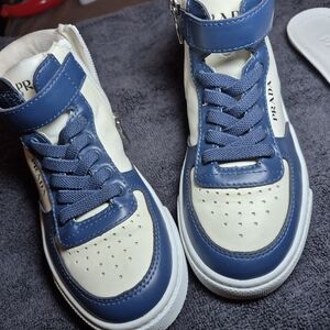 Prada Kids Blue and White High-Top Sneakers 2 Pairs
